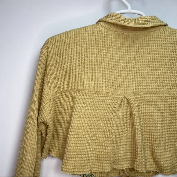 Free People Scout Cropped Jacket Top Buttondown Cotton Oversized Small Mustard - Picture 13 of 14